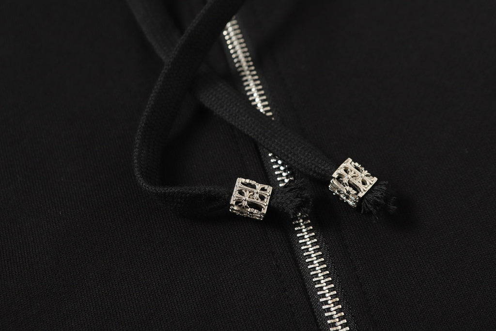 Colorful Rhinestone Hoodie - Black Gothic Street Sweatshirt 2608